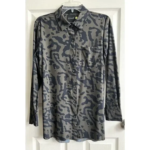 LYSSE Bundle Of 8 Solid Print Button Down Wrinkle Resistant Career Blouses Tops - Picture 9 of 16